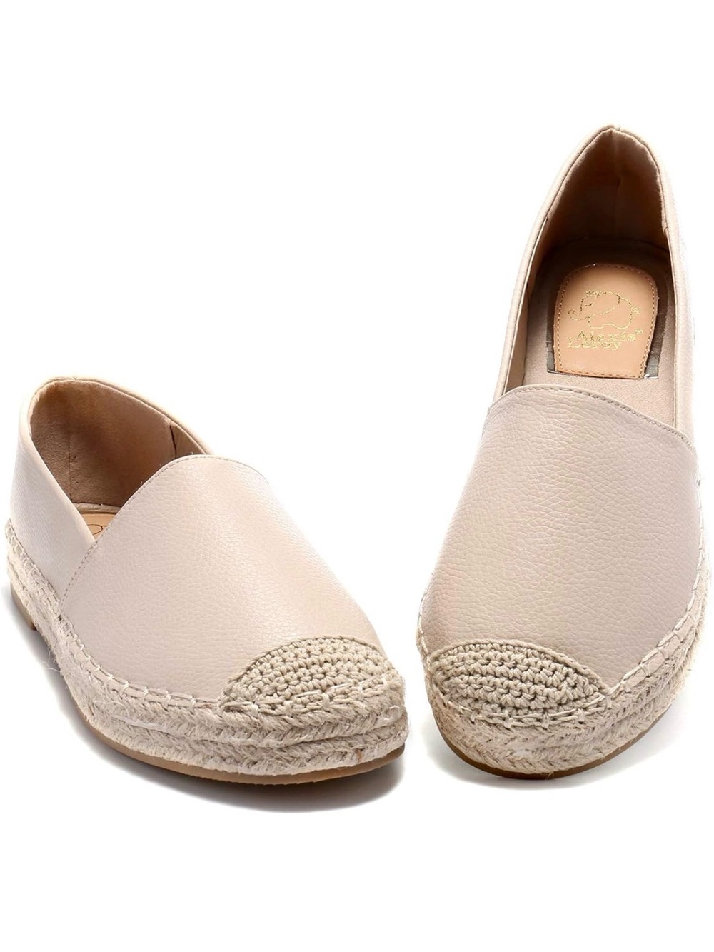 Women’s Cream Espadrille Slip-On Flats with Braided Jute Sole